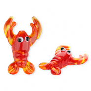 Glaskralen handgemaakt lobster Red-transparent orange