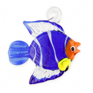 Handgemaakte glasbedels fish Transparent dark blue-white-orange-yellow