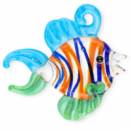 Handgemaakte glasbedels fish Transparent-blue-green-orange