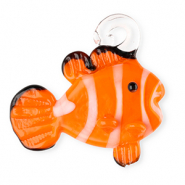 Handgemaakte glasbedels clownfish Orange-white-black