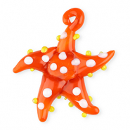 Handgemaakte glasbedels starfish Orange-white-yellow