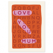 BY31&reg; Kaartjes voor sieraden "Love you mum" Off white-coral red-pink
