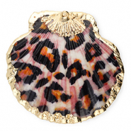 Schelp hanger special scallop leopard Black-orange-gold