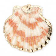 Schelp hanger special scallop Dark pink-gold
