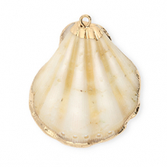 Schelp hanger special scallop with 5 loops Light beige-gold