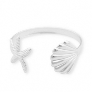 Armbanden van Stainless steel Roestvrij staal (RVS) bangle shell & starfish Silver