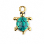 Bedels van Stainless steel Roestvrij staal (RVS) enamel turtle Gold-green