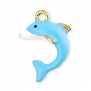 Bedels van Stainless steel Roestvrij staal (RVS) dolphin Gold-light blue-white-black