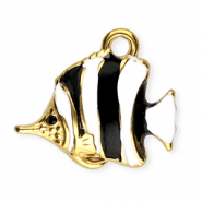 Bedels van Stainless steel Roestvrij staal (RVS) enamel fish Gold-black-white