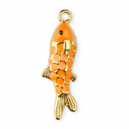 Bedels van Stainless steel Roestvrij staal (RVS) enamel fish Gold-orange-black