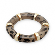 Armbanden resin with leopard print Gold-transparent light amber brown-black