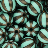 16 mm kralen van DQ&reg; acryl met strepen Turquoise green-golden brown