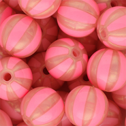 16 mm kralen van DQ&reg; acryl met strepen Coral pink-peach pink