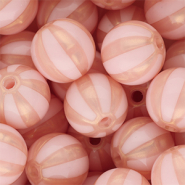 16 mm kralen van DQ&reg; acryl met strepen Light pink-peach pink