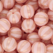 12 mm kralen van DQ&reg; acryl met strepen Light pink-peach pink