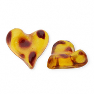 Cabochon van acryl heart with leopard print Amber brown