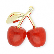 Acryl hangers cherries Gold-red glitter