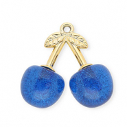 Acryl hangers cherries Gold- blue glitter