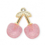 Acryl hangers cherries Gold-light pink glitter