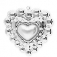 Bedels van Stainless steel Roestvrij staal (RVS) heart Silver-white