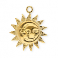 Bedels van Stainless steel Roestvrij staal (RVS) sun & moon Gold