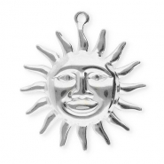 Bedels van Stainless steel Roestvrij staal (RVS) sun with face Silver