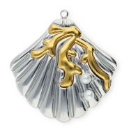 Bedels van Stainless steel Roestvrij staal (RVS) shell with imitation pearls Silver-gold-white