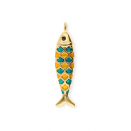 Bedels van Stainless steel Roestvrij staal (RVS) fish Gold-petrol green-orange-black