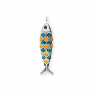 Bedels van Stainless steel Roestvrij staal (RVS) fish Silver-petrol green-orange-black