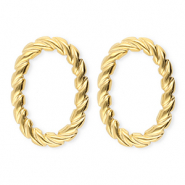 BY31® Oorbellen van Stainless steel Roestvrij staal (RVS) oorstekers oval twisted Gold