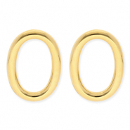 BY31® Oorbellen van Stainless steel Roestvrij staal (RVS) oorstekers oval Gold