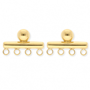 BY31® Benodigdheden van Stainless steel Roestvrij staal (RVS) oorbellen / oorstekers bar with 4 loops Gold