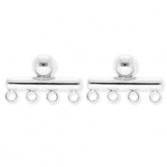 BY31® Benodigdheden van Stainless steel Roestvrij staal (RVS) oorbellen / oorstekers bar with 4 loops Silver