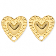 BY31® Benodigdheden van Stainless steel Roestvrij staal (RVS) oorbellen / oorstekers heart with loop Gold