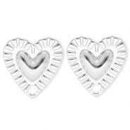 BY31® Benodigdheden van Stainless steel Roestvrij staal (RVS) oorbellen / oorstekers heart with loop Silver