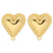 BY31® Benodigdheden van Stainless steel Roestvrij staal (RVS) oorbellen / oorstekers heart with loop Gold