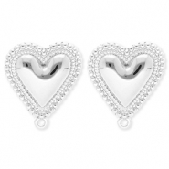 BY31® Benodigdheden van Stainless steel Roestvrij staal (RVS) oorbellen / oorstekers heart with loop Silver