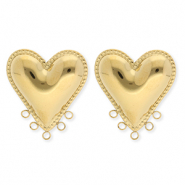 BY31® Benodigdheden van Stainless steel Roestvrij staal (RVS) oorbellen / oorstekers heart with 5 loops Gold