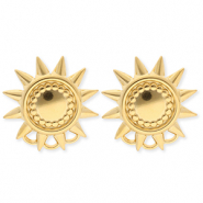 BY31® Benodigdheden van Stainless steel Roestvrij staal (RVS) oorbellen / oorstekers sun with 3 loops Gold
