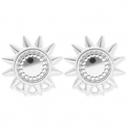 BY31® Benodigdheden van Stainless steel Roestvrij staal (RVS) oorbellen / oorstekers sun with 3 loops Silver