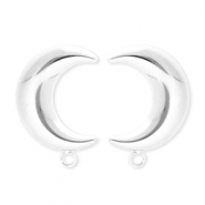 BY31® Benodigdheden van Stainless steel Roestvrij staal (RVS) oorbellen / oorstekers moon with loop Silver
