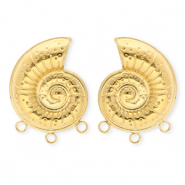 BY31® Benodigdheden van Stainless steel Roestvrij staal (RVS) oorbellen / oorstekers shell with 3 loops Gold