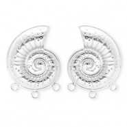 BY31® Benodigdheden van Stainless steel Roestvrij staal (RVS) oorbellen / oorstekers shell with 3 loops Silver