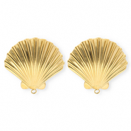 BY31® Benodigdheden van Stainless steel Roestvrij staal (RVS) oorbellen / oorstekers shell with loop Gold