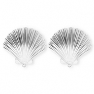 BY31® Benodigdheden van Stainless steel Roestvrij staal (RVS) oorbellen / oorstekers shell with loop Silver