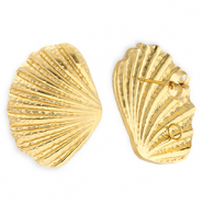 BY31® Benodigdheden van Stainless steel Roestvrij staal (RVS) oorbellen / oorstekers shell with loop Gold