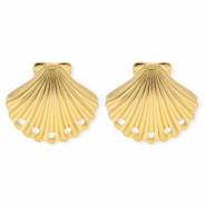 BY31® Benodigdheden van Stainless steel Roestvrij staal (RVS) oorbellen / oorstekers shell with 5 loops Gold