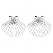 BY31® Benodigdheden van Stainless steel Roestvrij staal (RVS) oorbellen / oorstekers shell with 5 loops Silver