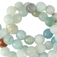 Kralen natuursteen chalcedoon (kwarts) 4mm facet geslepen Multicolour turquoise blue