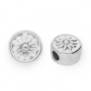 Kralen van stainless steel Roestvrij staal (RVS) disc with sun Silver